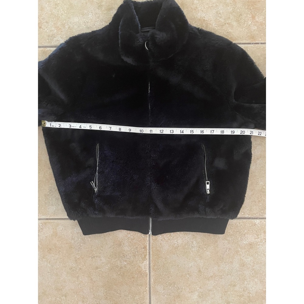 Ambiance Outerwear Black Faux Fur Zip-Up Bomber Jacket Size Small - Picture 5 of 8